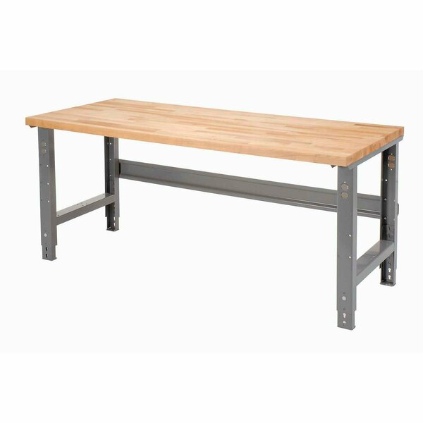 Global Industrial Adjustable Height Workbench, 60 x 36in, Maple Butcher Block Square Edge, Gray 183167
